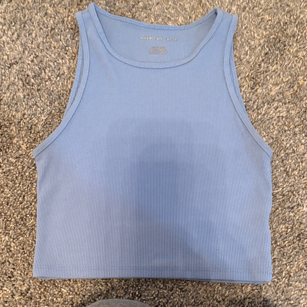 American Eagle Outfitters Light Blue Ribbed Tank Top